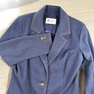 Vintage Donovan Galvani Skirt Jacket Women‎ 8 Dallas Denim Blue 70s Two Button